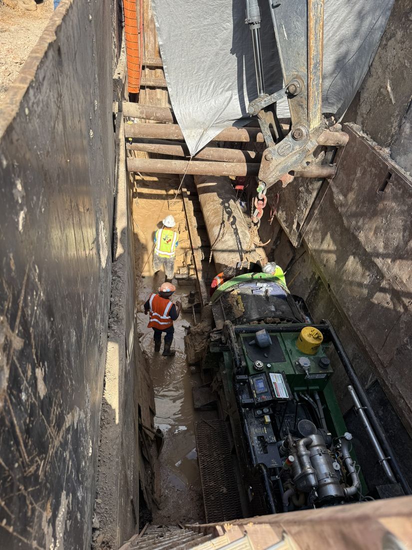 36 inch dry bore machine in shored pit, Humble TX